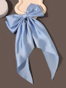 1pc Satin Silk Bowknot Hair Clip, Everyday Wear Hair Accessory Valentine's Day Valentines Hair Accessories For Women Claw Clips Hair Claws Hair Barrettes, School Stuff, Elegant, College, Bows, Cute, Head Accessories, Hairpin - Blue - View 6