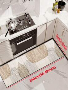 1 件米色几何线条拼布图案，简约时尚风格，约 3 毫米厚吸水厨房垫/地毯套装，可水洗，适用于厨房、浴室、入口、洗衣房、书房、客厅、卧室、走廊 - 彩色 - 查看 20