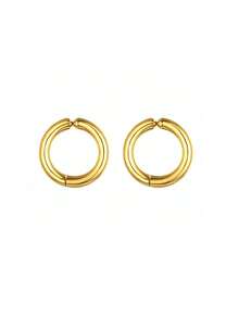 2Pcs Non Piercing Stainless Steel Ear Clips Earrings For Men, Fake Earrings Simple Fashion Hoop Earrings For Daily Wear Accessories
