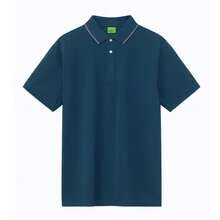 Camisa Polo de Manga Corta Hombre Básico Lisa Casual Uniforme Tops Azul Petróleo Moda - Agua verde azul - Ver 1