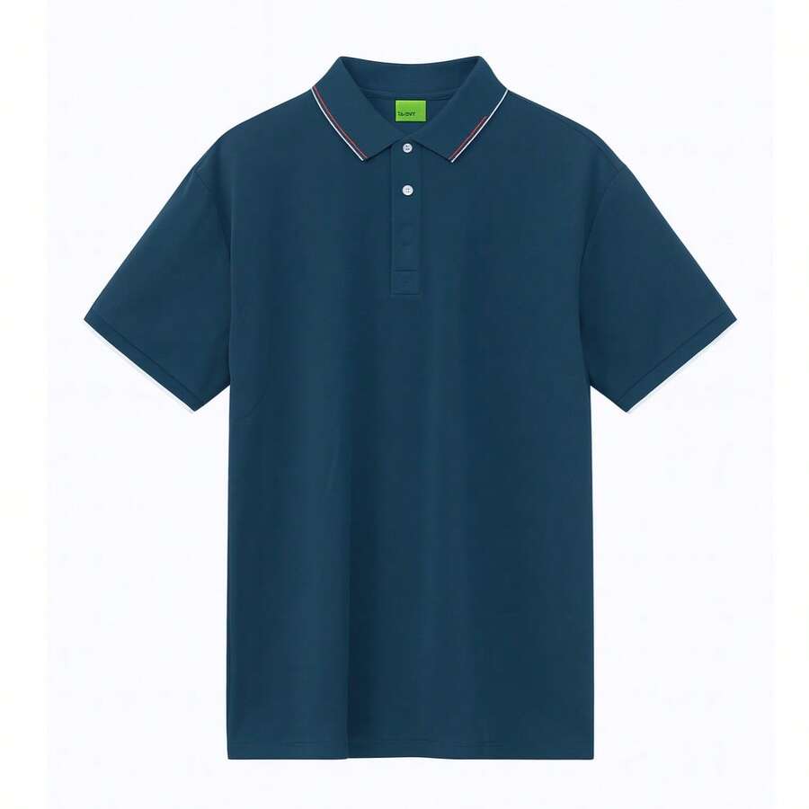 Camisa Polo de Manga Corta Hombre Básico Lisa Casual Uniforme Tops Azul Petróleo Moda - Agua verde azul - Ver 1