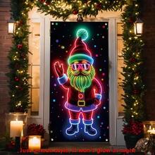 1pc Durable Polyester Neon Santa Claus Christmas Hanging Banner, Suitable For New Year And Winter Celebrations, Size: 35.4x70.8 Inches - Multicolor - View 7