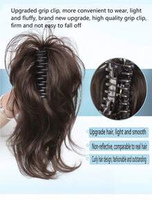 短款卷曲合成爪夹马尾假发 女士高髻马尾 - 彩色 - 查看 3