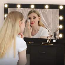 Black Modern Dressing Table Makeup Desk Set With 5Drawers &11 LED Mirror Vanity - White - View 2