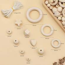416 件 Packra 木珠 Macrame 套装，DIY 工艺品木环，带孔木球套件包含 110 颗天然木珠，15 个木环 Macrame 配件包，每包 126/164/204/416 件 - 禾木材料包 - 查看 7