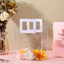 D20 Pack Clear Gift Bag With White Handles Transparent PVC Gift Wrap Bags Plastic Tote Bag Reusable Shopping Bags For Bridal PartyWedding Baby Shower Birthday Party 7 X 8 X 4 Inch10 - 無色 - 查看 5