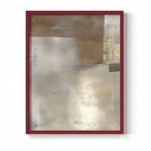 1pc Restickable Framed Modern Rustic Abstract Art Print, Wood Frame, Soft Geometric Shapes, Textured Brushwork, Contemporary Neutral Tones, Statement Wall Art Home Decor, Wall Art For Living Room, Entryway, Bedroom Art, Made In USA, Ready To Hang Art Prints - Red - View 1