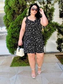 Women's Plus Size Jumpsuit Short Skirt With Printed Lining Summer - 顏色 38 - 查看 4