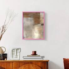 1pc Restickable Framed Modern Rustic Abstract Art Print, Wood Frame, Soft Geometric Shapes, Textured Brushwork, Contemporary Neutral Tones, Statement Wall Art Home Decor, Wall Art For Living Room, Entryway, Bedroom Art, Made In USA, Ready To Hang Art Prints - Pink - View 10