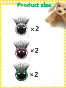 48 chiếc mắt an toàn 14mm bằng nhựa lấp lánh kèm lông mi và vòng đệm cho Amigurumi 7 màu mắt móc thủ công dùng để làm búp bê nhồi bông rối DIY - Nhiều màu - Xem 11