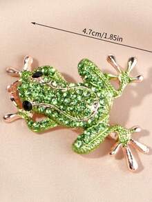 1pc Creative Colorful Rhinestone Frog Brooch Accessory, Suitable For Summer, Parties, Gatherings, Vacations, Great Gift For Friends Halloween Accessories Teachers Day - Green - View 3