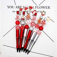 8 قطعة مجموعة صنع المجوهرات من سلسلة حلوى عيد الميلاد، تشمل أقلام مخرزة وخرز خشبي، مناسبة لصنع أقلام مخرزة DIY، لوازم المكتب والمدرسة