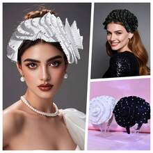 1件套夸张大玫瑰花头饰礼帽，适合女士婚礼、茶会、肯塔基德比新娘等场合，奢华黄色发箍，万圣节狂欢派对发饰，迷你礼帽 - F - 查看 14