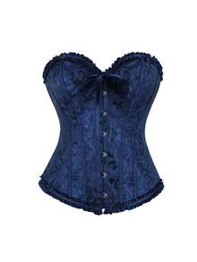 女士复古提花胸衣上衣，塑形紧身胸衣式性感抹胸露脐上衣，适合派对、万圣节、节日和其他场合