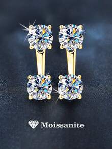 2 piezas Conjunto de joyas de plata de ley 925 con minimalista y elegante diseño, con 2 quilates de moissanita, adecuado para uso diario, fiestas, trabajo, San Valentín, Día de la Madre, boda, aniversario, cumpleaños, regalo nupcial para mujeres