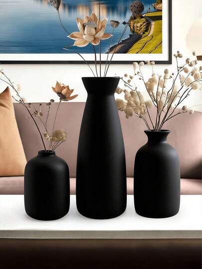Piece/Black Vase Set 3/1 ative Small Vases, Moderne Bohemian Rural Home ation Creative St Table, Bookshelf, Entrance Vintage Mor Craft Display On TV Cabinet, Zachte ation, Beige Vases Bloemen s, Birthday, Graduation. Room Flower Glass view 4