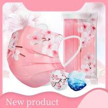 10 件装，浪漫花卉和星空印花安全女士面罩，3 层聚丙烯，保护您的安全弹性、透气和防晒，一次性宽耳环，独立包装