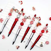 8 قطعة مجموعة صنع المجوهرات من سلسلة حلوى عيد الميلاد، تشمل أقلام مخرزة وخرز خشبي، مناسبة لصنع أقلام مخرزة DIY، لوازم المكتب والمدرسة