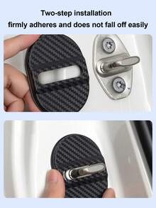 4Pcs Carbon Fiber Textured Anti-Rust Door Lock Cover – Universal Shock-Absorbing And Noise-Reducing Buffer Pad For Door Locks, Rainproof And Moisture-Proof