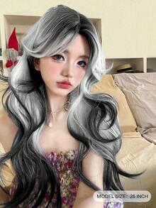 alicegarden 1 Synthetic Heat-Resistant Wig With Bangs, Multi Colored Long Rolled Wig, 26 Feet Long, Made Of Fiber, Suitable For Daily Use, Natural Simulation Wig - Multicolor - View 2