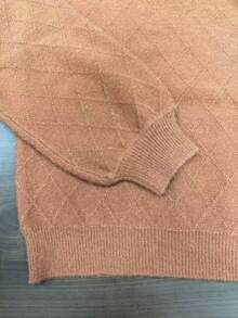 Women's Solid Color Casual Knit Ribbed Sweater, Autumn/Winter - Brown - View 10