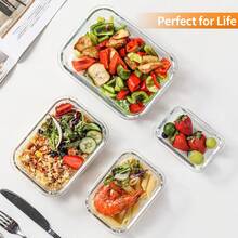 8-tlg. Frischhaltedosen Set aus robustem Glas (mit Deckel) – Vorratsdosen in 8 Größen, mikrowellengeeignet, temperaturbeständig, auslaufsfest & geruchsfrei – Ideal für Meal Prep, Aufbewahrung, Kühlschrank, Gefrierschrank & Spülmaschine – stapelbar - Hellgrau - Übersicht 5