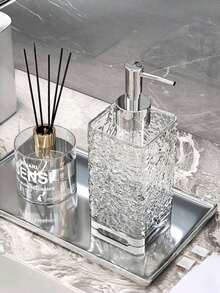 1 pièce Distributeur de savon rechargeable, bouteille carrée en PET translucide avec dosage par pression, 300 ml/400 ml. Bouteille de savon liquide moderne pour salle de bain, comptoirs de cuisine. Sous-bouteille pour désinfectant pour les mains, shampoing, gel douche, lotion corporelle, liquide vaisselle, lessive, retour à l'école - Multicolore - Voir 2