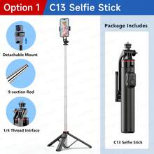 AXNEN Portable Selfie Stick Tripod With Adjustable Fill Light, 360° Rotatable & Detachable Phone Holder, Extendable Tripod, Wireless Remote, Compatible With IOS & Android Phones/Cameras/GoPro