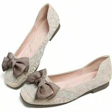 SAILING LU Square Toe Flats Shoes Rhinestoned Bowknots Ballet Flats For Women Studded Dress Shoes Comfort Light Weight LoafersChristmas - A-杏 - 查看 8