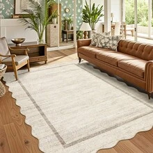 Modern Home Decor Simple Living Room Area Rug Non Slip Thin Bordered Entrance Runner Rug Non Shedding Low Pile Mat Throw Rug Easy To Clean Stain Resistant Carpet Printed Washable Soft Floorcover For Dinning Room Kitchen Laundry Bathroom Bedroom - Beige - View 3