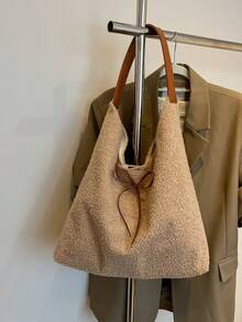 Geantă tote din pluș cu capacitate mare, geantă de mână pentru navetiști, geantă de umăr personalizată nouă în stil Ins 2025 pentru femei