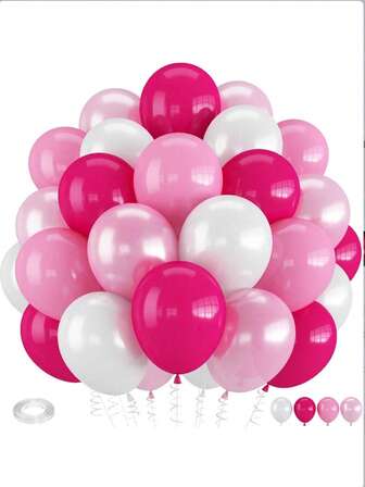 41 个/粉色和白色气球，10 英寸热婴儿粉珍珠白乳胶气球，适用于情人节女孩女士公主生日派对婴儿送礼会新娘送礼会婚礼派对装饰