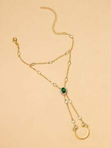 1 buc. Brățară de lux la modă cu cristal verde pentru femei, accesoriu de bijuterii, potrivită pentru ținute de petrecere de sărbători