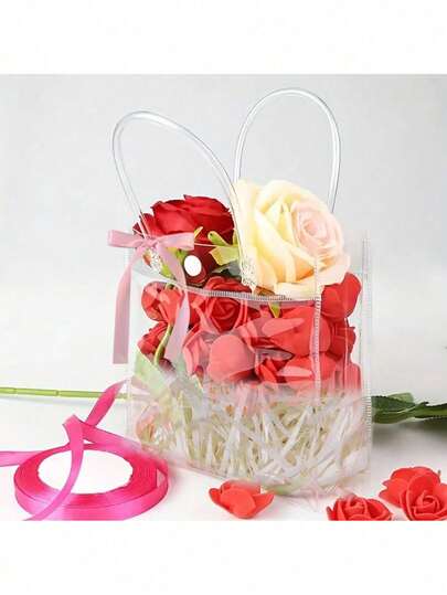 30/24 قطعة حقيبة هدايا بلاستيكية شفافة مع مقبض، حقيبة حفلة عطلة، حقيبة تسوق شفافة إعادة الاستخدام من البي في سي، للهالوين والكريسماس وحفلات الأعياد والأعراس والمناسبات، حقيبة تسوق، حقيبة حفلة، حقيبة هدايا حفلة، حقيبة حرفية، هدايا الحفلات، للمجوهرات والعطور والمخبوزات والهدايا،