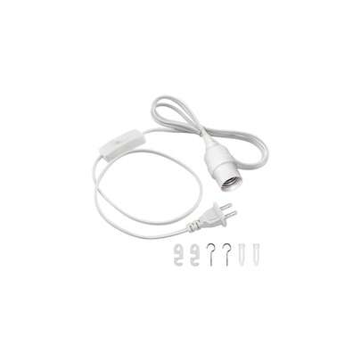 Hanging Lantern Extension Cord Cable, E26 Pendant Light Socket On Off Inline Cord Switch Control Lamp, Switch Close To Polarized Plug, 6.6 Feet (2M), White, 1-Pack