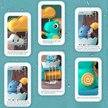 1个婴儿恐龙洗澡玩具，趣味简单的物理益智浴缸戏水玩具，适合18个月及以上男孩女孩，友好的水车洗澡玩具