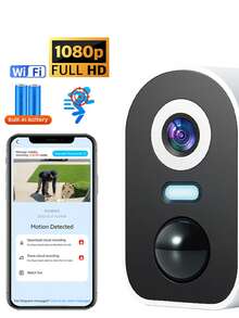 1pc Smart WiFi Battery-Powered Surveillance Camera, 3.6mm F2.0 Lens, IR LED Lights, Light Sensor, Microphone, Compact Black & White Rectangular Design, Rechargeable Wireless Security Camera For Indoor/Outdoor Home Use