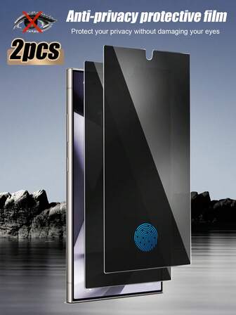 2 件隐私屏幕保护膜，指纹解锁，兼容三星 Galaxy S22 Ultra/S23/S23 Plus/S23 Ultra/S24/S24 Plus/S24 Ultra/S25 Ultra/S25
