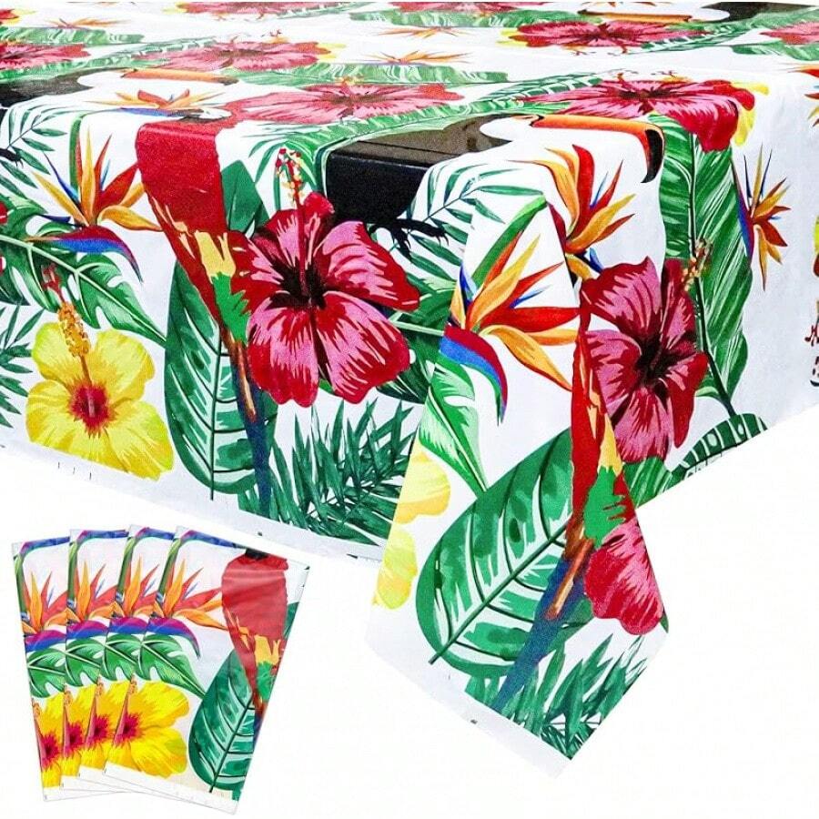 Paquete de 4 manteles Desechables de plástico con Hojas de eucalipto, 86.6 x 51.1 Pulgadas, para Shower,, hogar, cumpleaños,, decoración de Mesa - MAESTRO A - Ver 1