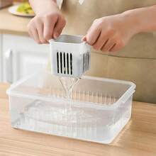 Plastic Organizer Boxes For Treats/Fruits In The Refrigerator With 6 Compartments - trắng - Xem 5