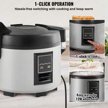 Olla arrocera comercial de 70 tazas, antiadherente, 15 l, 12 h, para restaurante - Tapa continua de 15 L - Ver 6