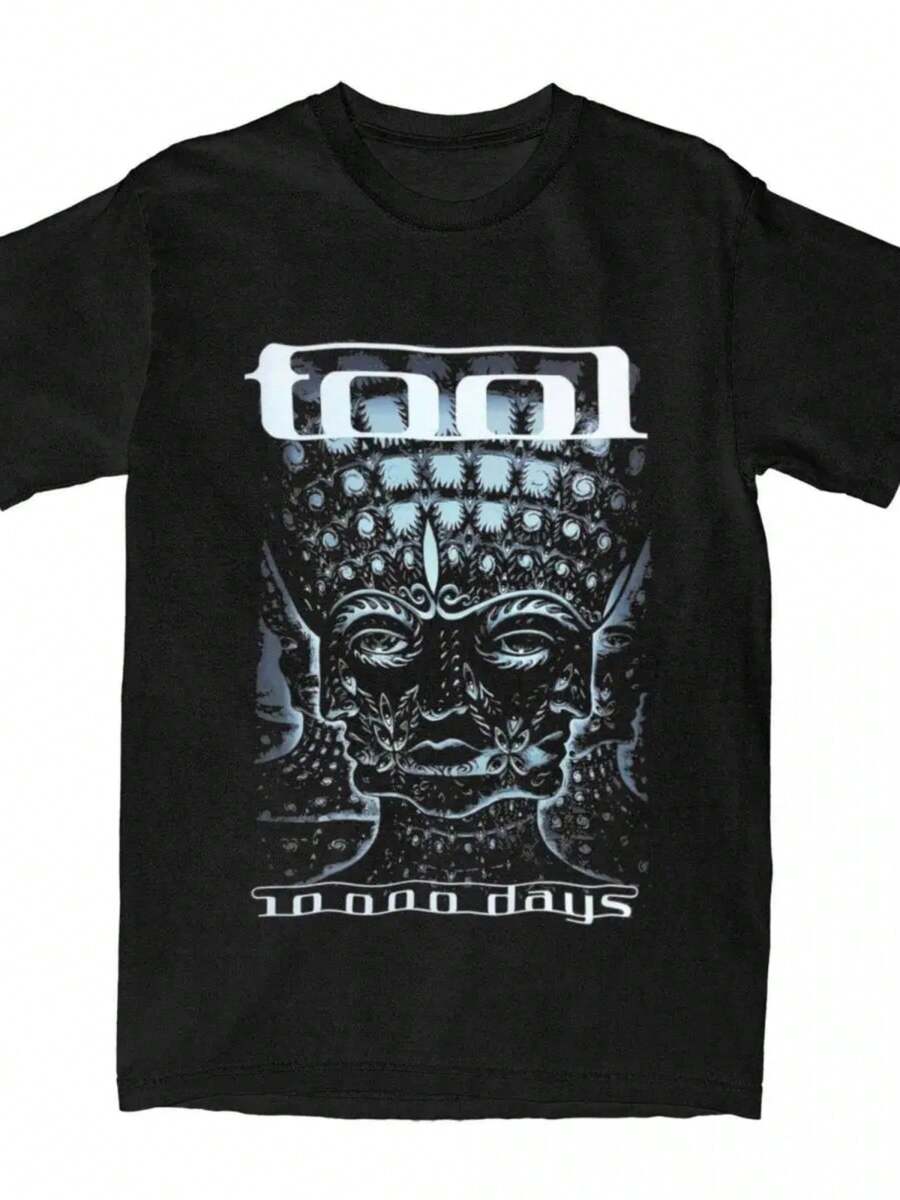 Rock Tool Band T Shirts Leisure Vintage Streetwear Cotton Short Sleeve Graphic Men Women Amusing Harajuku Daily Cool Unisex Tops - 黑色 - 查看 1