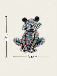 1pc Creative Colorful Rhinestone Frog Brooch Accessory, Suitable For Summer, Queuing, Gatherings, Vacation, Gift For Friends Halloween Accessories Teachers Day - Bronze - View 3