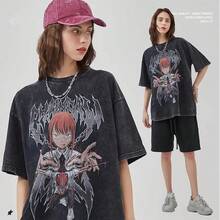 Camiseta Hombre Mujer Manga Corta Negra 100% Anime Divertido Texto Manga Cómoda Moda de Verano Estilosa Tops Unisex Regalo de Cumpleaños - Blanco - Ver 4