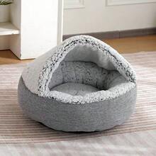 1 chiếc giường cho thú cưng mềm mại và thoải mái trong nhà, ấm áp và chống trượt, thích hợp cho mùa thu/đông, có thể giặt được - Xám - Xem 3