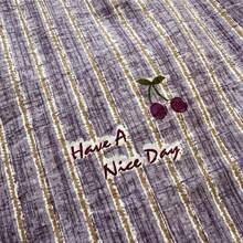 4 件套复古风格床上用品套装，紫色条纹和红色樱桃图案，涤纶双层纱布，（1 个羽绒被套 + 1 个床单 + 2 个枕套），枕套带有随机图案裁剪，适合秋冬季，卧室装饰，节日礼物