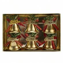 6Pcs Hand Bell Service Bell Christmas Decoration Shiny Jingle Bells For Home Holiday Christmas Tree Decorations