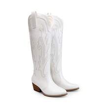 Botas Vaqueras para Mujer hasta Las Rodilla, Cowboy Boots para Dama con Tacón - Blanco - Ver 4