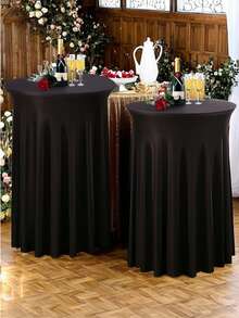 Khăn trải bàn cocktail co giãn 24/32 inch, khăn trải bàn tròn cho quầy bar cao, khăn trải bàn kiểu váy hè dệt kim, thiết kế rủ mềm mại, khăn trải bàn co giãn cho phòng tiệc và quầy bar. - Nhiều màu - Xem 9