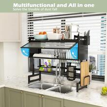 65cm Long Drainer With Translucent Door And Complete Accessories For Kitchen Sinks: Large-Capacity Dish And Cutlery Drying Rack,Kitchen Items For Ultimate Kitchen Efficiency With Cozy Fall& Winter Styles - Black - View 8